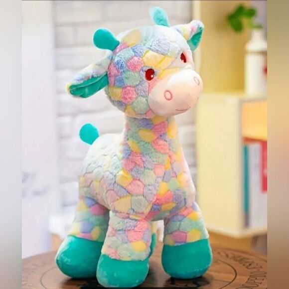 Adorable Multi-Colored Patchwork Pastel Giraffe Stuffed Animal Toy 11.5" - Picture 1 of 4